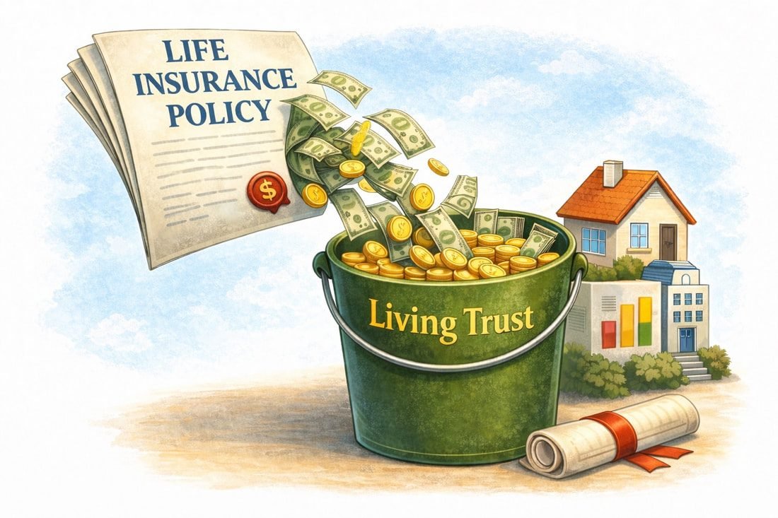 Life insurance policy proceeds flowing into a living trust bucket